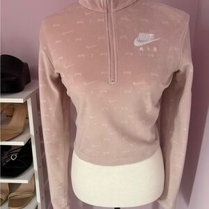 Nike Women’s Dusty Pink Quarter-Zip Cropped Sweatshirt